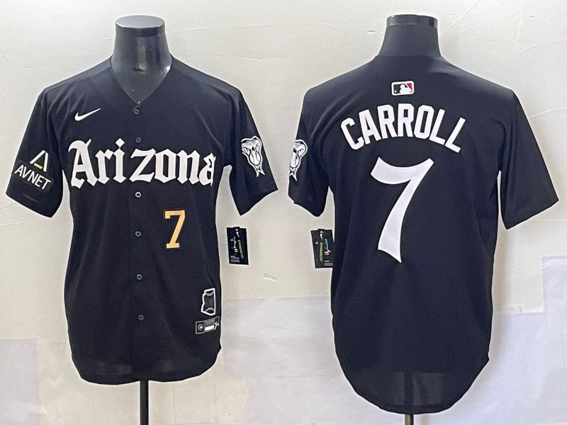 Men 2025 Arizona Diamondback 7 Carroll Black Five generations Joint Name Nike MLB Jersey style 10